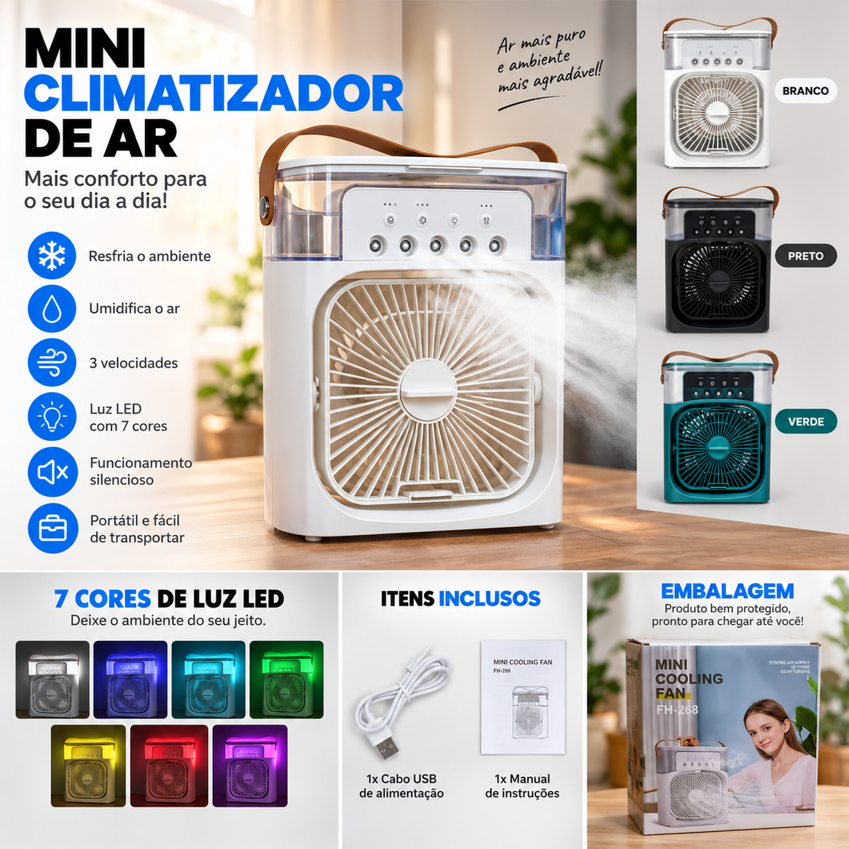 Mini Ar-Condicionado Portátil com Névoa — BrisaGo